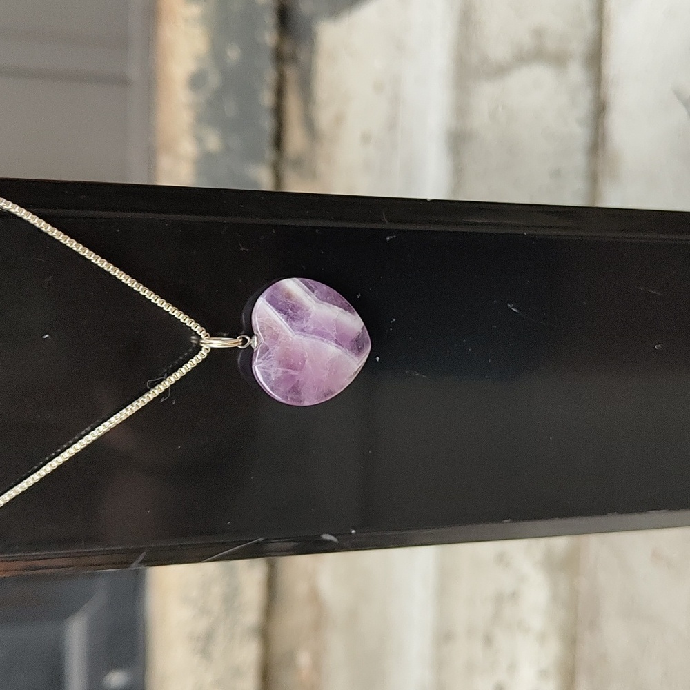 925 stamped box chain with Chevron amethyst pendant